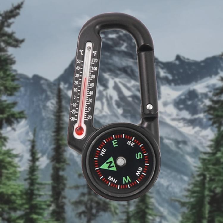 Mini Compasses Thermometers Keychain Pocket Size Snap Hook Compasses Carabiner for Camping Hiking Backpacking, Survival