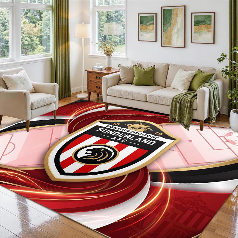 Sunderland Football Design Crystal Velvet Rug Soft Decorative Mat for Bedroom Entrance