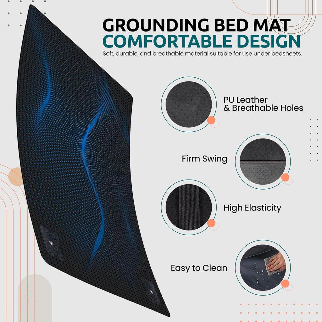 Grounding Mat for Bed 27x60 Inch Anti Slip Earthing Mat with 4.6ft Cord for Bed Chair Yoga Relaxing Sleeping and Working