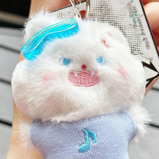 Plyschkatt Nyckelring Fylld Svart Vit Tecknad Kattunge Nyckelring Ryggsäck Skolväska Hängande Dekoration Väskhänge Plånbok Hänge