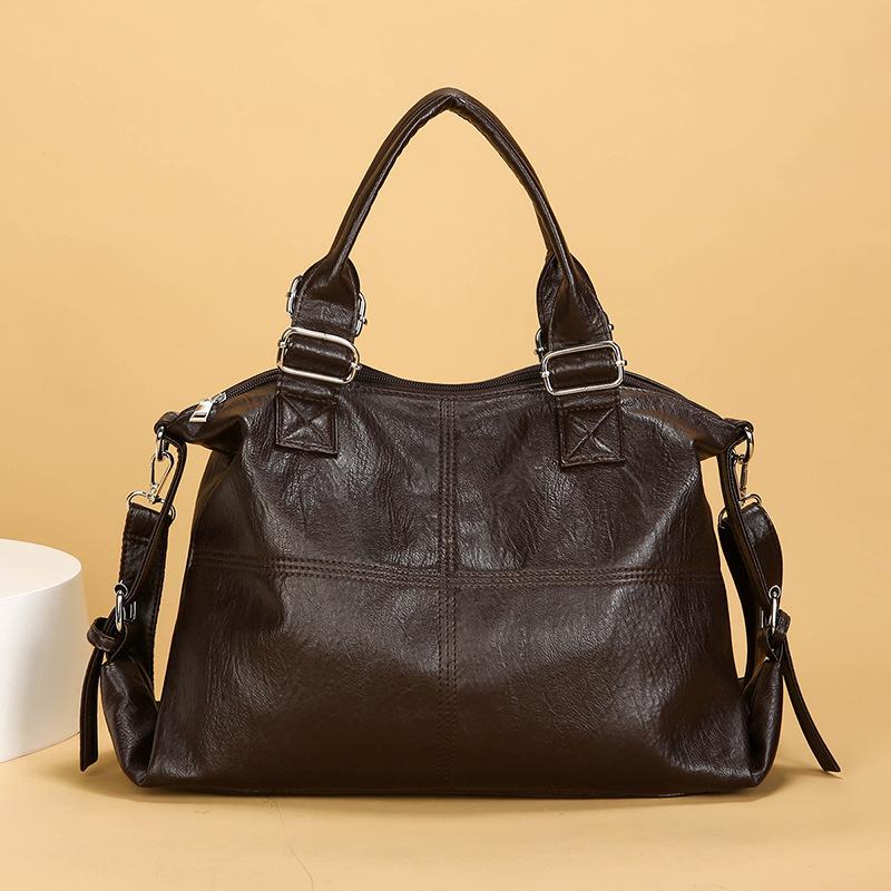 Retro Women's Bag Middle-aged and Elderly Women's Mother's Bag Single-shoulder Crossbody Handbag Soft Leather Bag