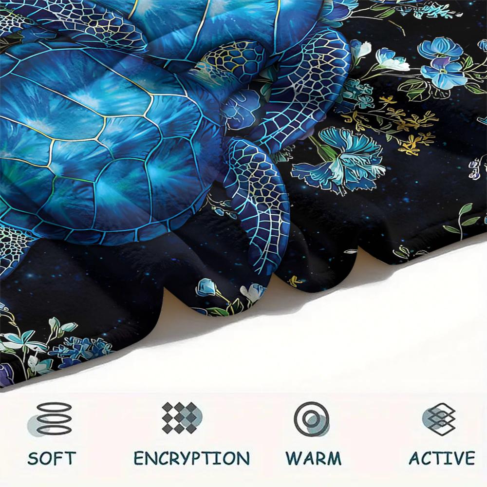 1Pc Turtles Octopuses Print Flannel Blanket, High quality Comfortable for All Seasons, Home Decor, Warmth and Comfort, Perfect for Gifts
