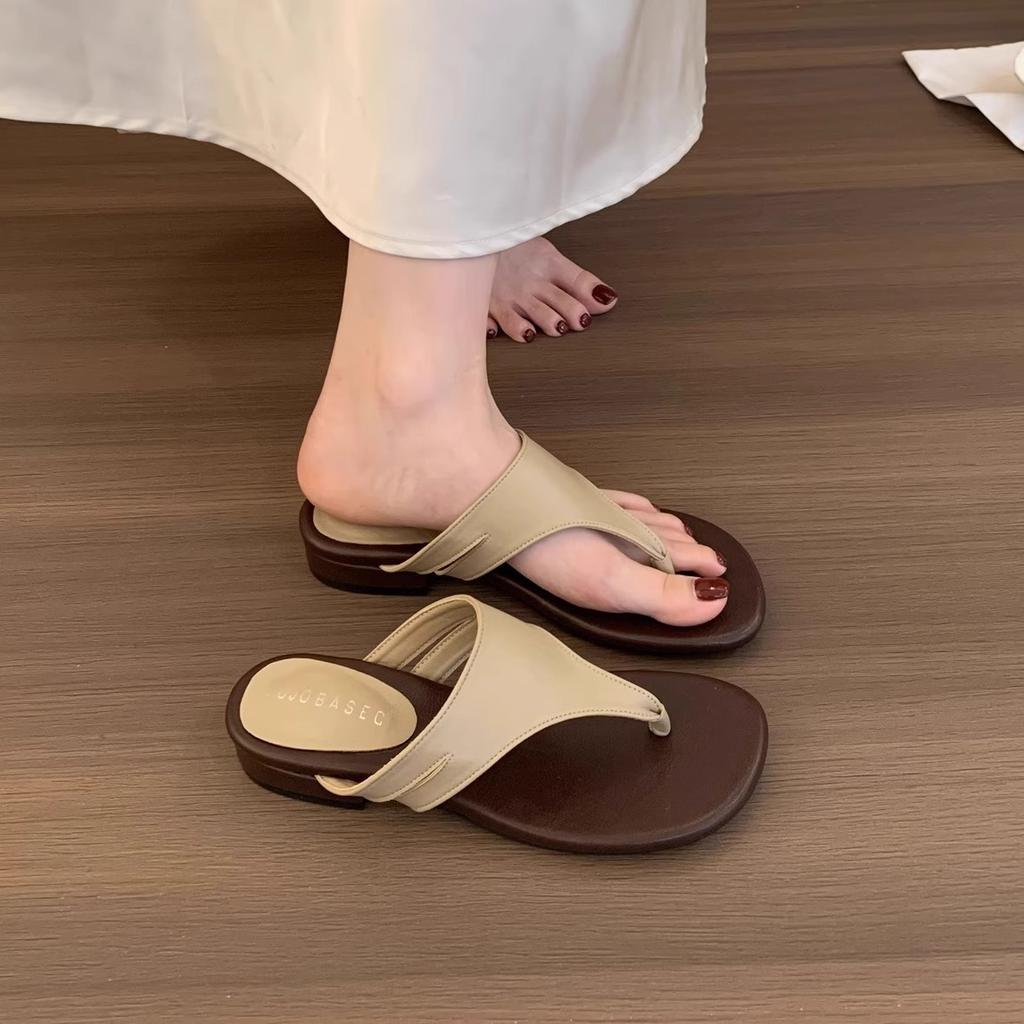 Niche Design Slope Heel Flip-flops Shoes Women's Outer Wear 2025 Summer New Silver Sandals