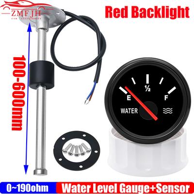 100-600mm Stainless Steel Marine Water Level Gauge Sensor Fit Boat Car Water Level Gauge Meter 0-190 Ohm with Red Light