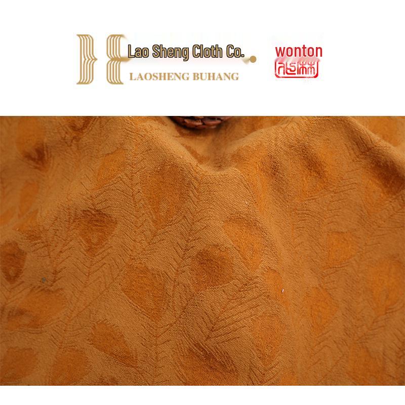 Women's Retro Feather Cheongsam: Middle-Aged & Elderly Cotton-Linen Jacquard Fabric