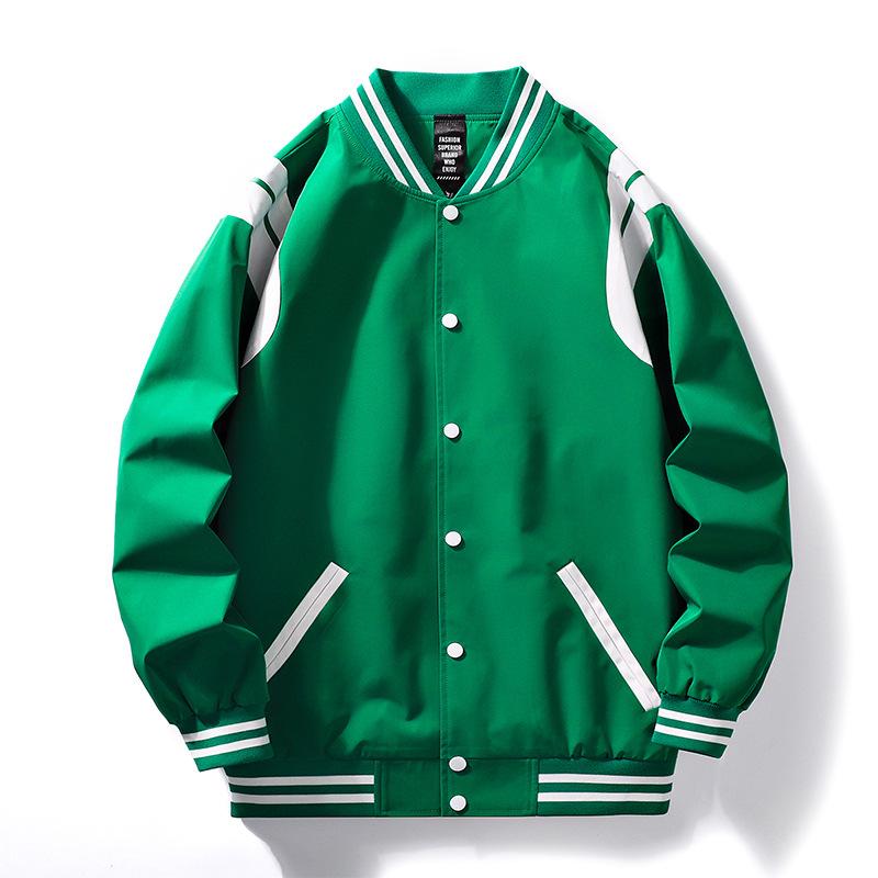 Autumn and Winter American Baseball Jersey Men's Stand-up Collar Jacket Loose Color Matching Simple Men's Jacket Jacket Men