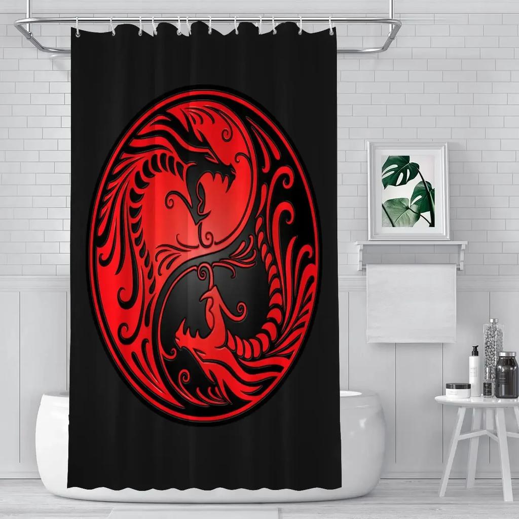 Yin Yang Shower Curtain For Bathroom Boho Trippy Gossip Pattern Psychedelic Art Waterproof Bathroom Shower Curtain Set With Hook
