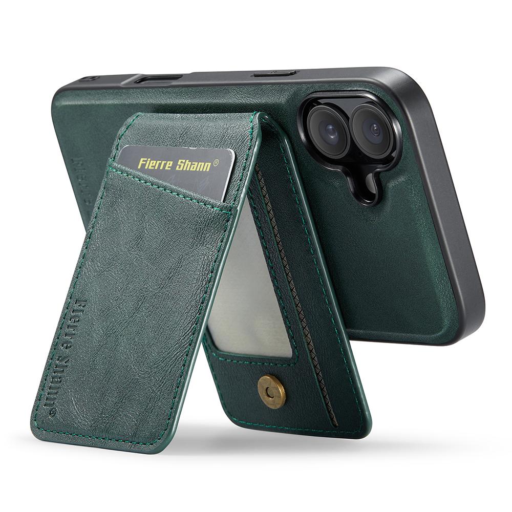 FIERRE SHANN 025 Style For iPhone 16 Case Leather+TPU Detachable Card Slots Phone Cover