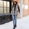 Gilet Imbottito Inverno Media Lunghezza Stampa Leopardo Caldo Gilet Per Donne