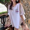 2025 Summer 100% Cotton Casual Oversized T Shirt Women's Streetwear Harajuku Funny Cartoon Short Sleeve T-shirts Women Black White Y2k Tops