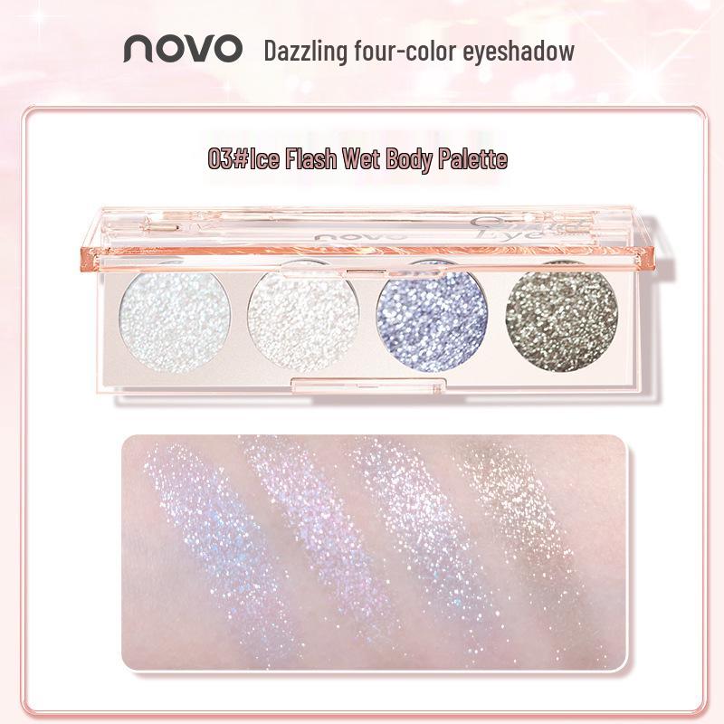 

Novo Dazzling Four-Color Eyeshadow Palette: Cowherd and Weaver Girl Edition - Shimmering Smoky Glitter and Crushed Diamond Iridescent Finish.