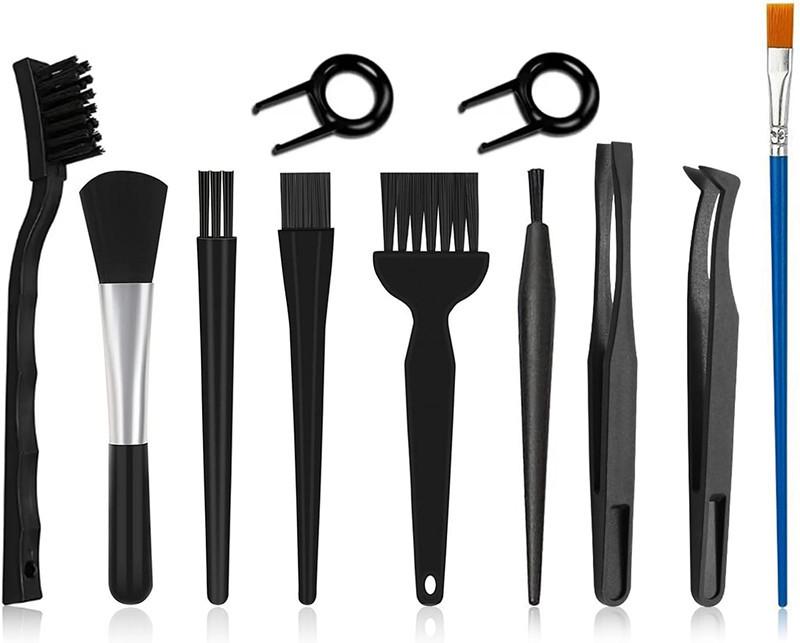 Ensemble de brosses antistatiques pour nettoyer téléphone, ordinateur, poussière de clavier et cartes PCB avec manche rond coudé