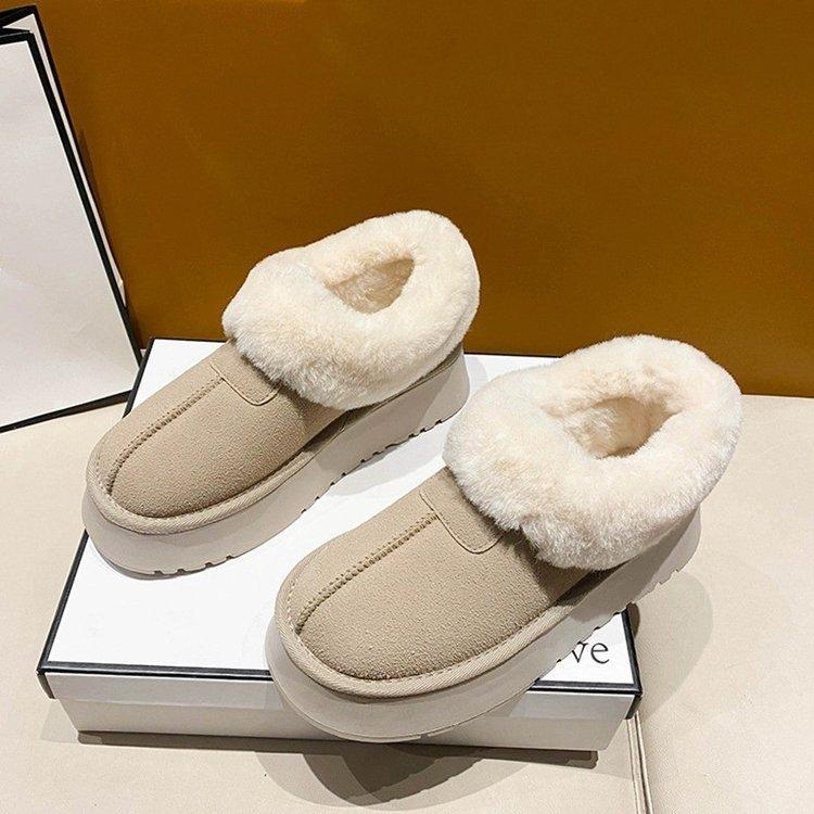 Thick-soled Snow Boots Women's Velvet Thickened Warm Winter Women's Shoes 2025 New Fluffy Shoes Bread Shoes Low-top Cotton Shoes