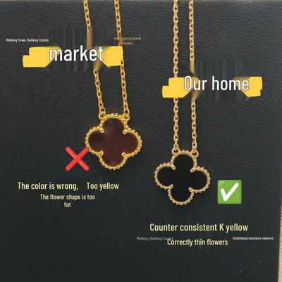 18K Goldplattiertes V-Design Kleeblatt-Halskette mit Rosenrotem Chalcedon, Achat und weißem Muschel-Anhänger