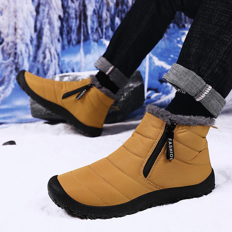 Winter warm snow boots men's Northeast waterproof men's cotton shoes outdoor large size short boots thickened and velvet men's shoes