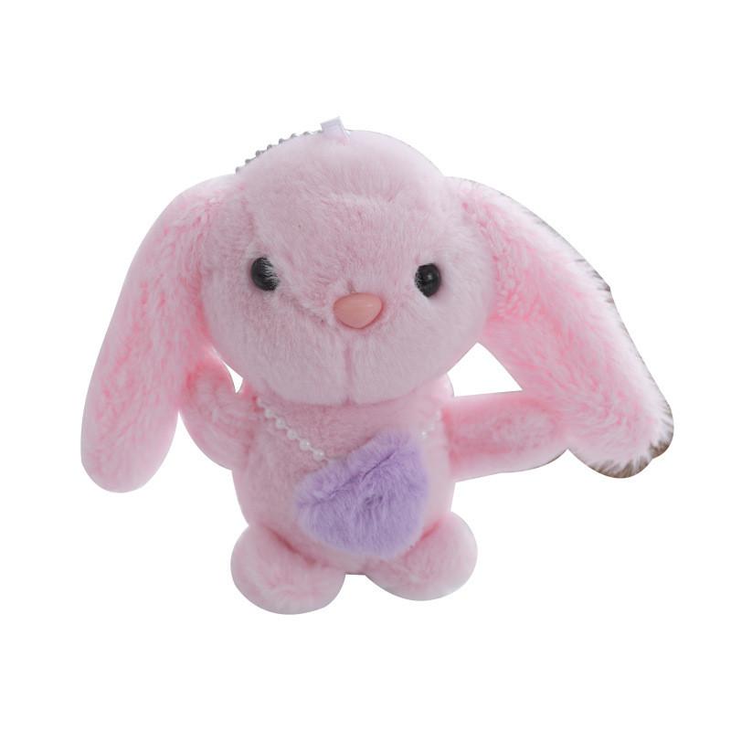 Pink Charming Plush Bunny Keychain Miniature Cuddly Doll Perfect For Childrens Presents