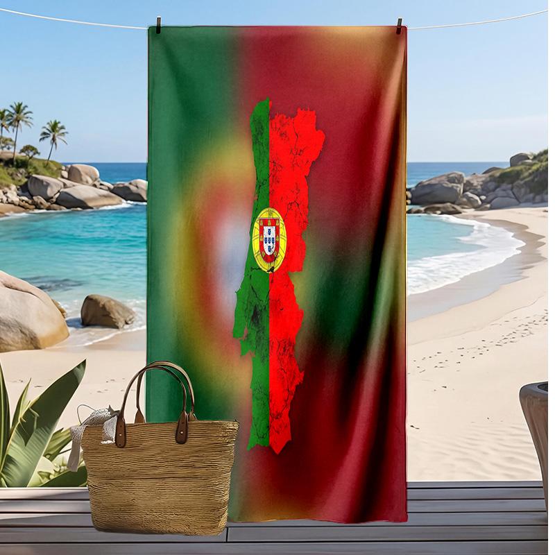 Asciugamano da Spiaggia Stampa Calcio Portogallo Asciugatura Rapida Super Assorbente Morbido Asciugamano da Bagno per Nuoto Spiaggia Viaggio Souvenir Regalo