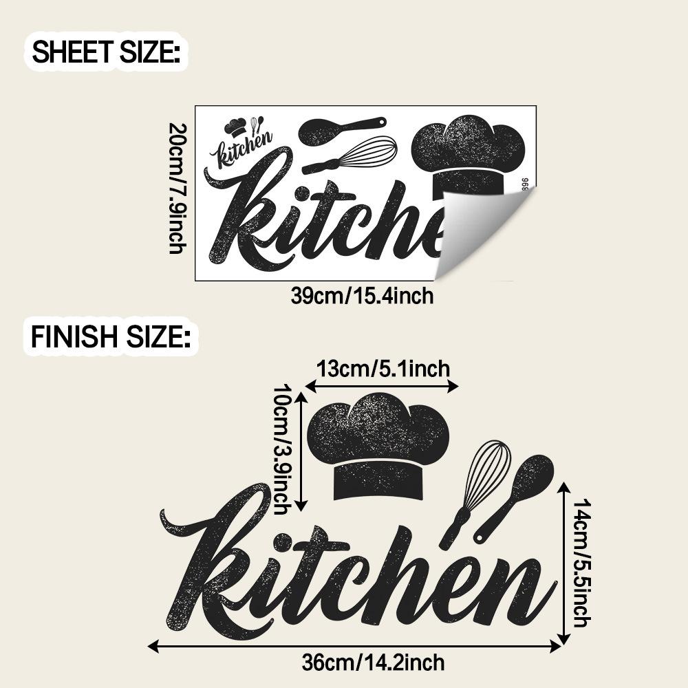 Personalized and Simple Chef's Hat Kitchenware and English Word Kitchen Home Decoration and Beautification Stickers