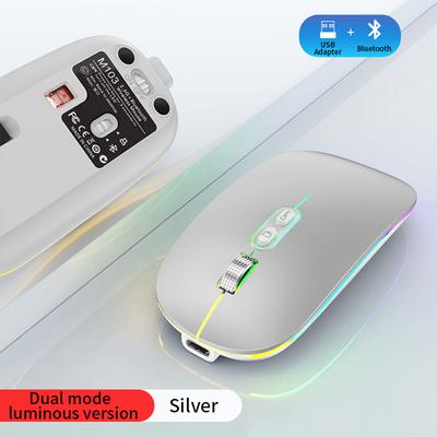 Dual Mode Bluetooth Wireless Mouse With Type-c Rechargeable Rgb One-click Desktop Function Gaming Mouse Gamer 2.4ghz 1600dpi