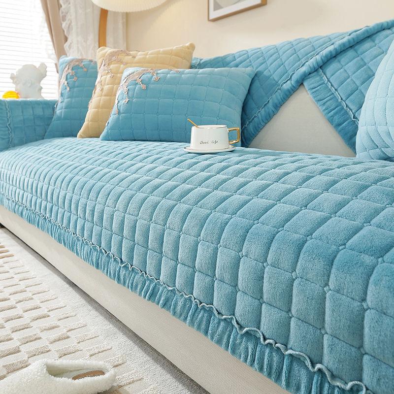 Pernă pentru canapea din pluș antiderapant de iarnă Pernă de flanel în carouri îngroșată Canapea din piele Spătar Cotiera canapea din catifea prosop personalizat