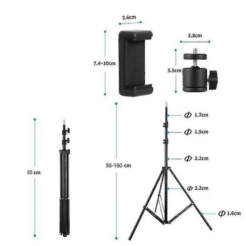 Adjustable 1.6m Tripod Stand Mobile Phone Camera Holder With Carry Bag
