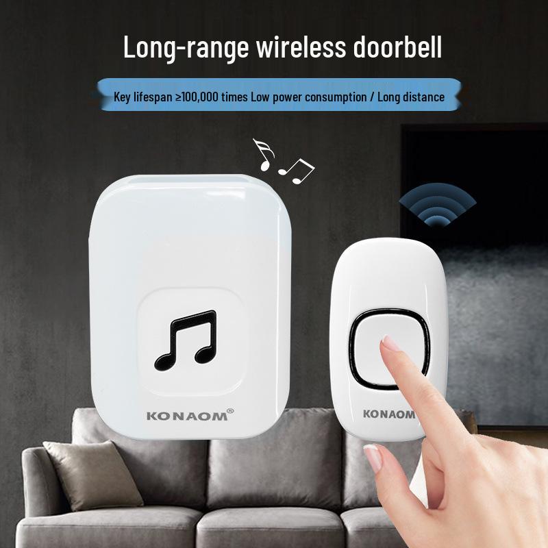 Ultra-Long Range Wireless Doorbell with Remote Control and Plug-Free Operation, Ideal for Home and Elderly Assistance.