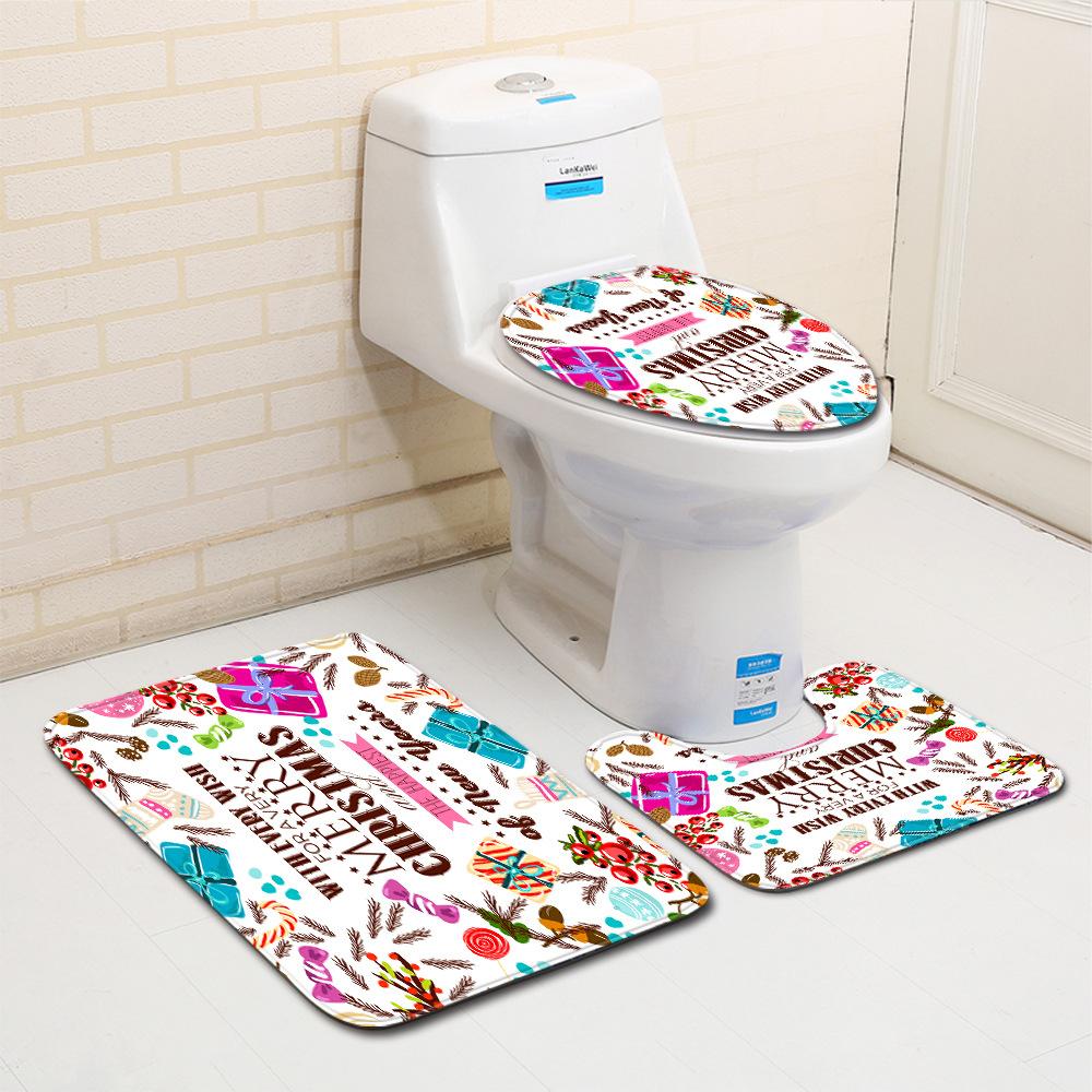Christmas Bathroom Floor Mat Toilet Three-Piece Set
