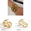Bracciale Aperto in Acciaio Inossidabile per Donna Placcato Oro con Design Geometrico Estate