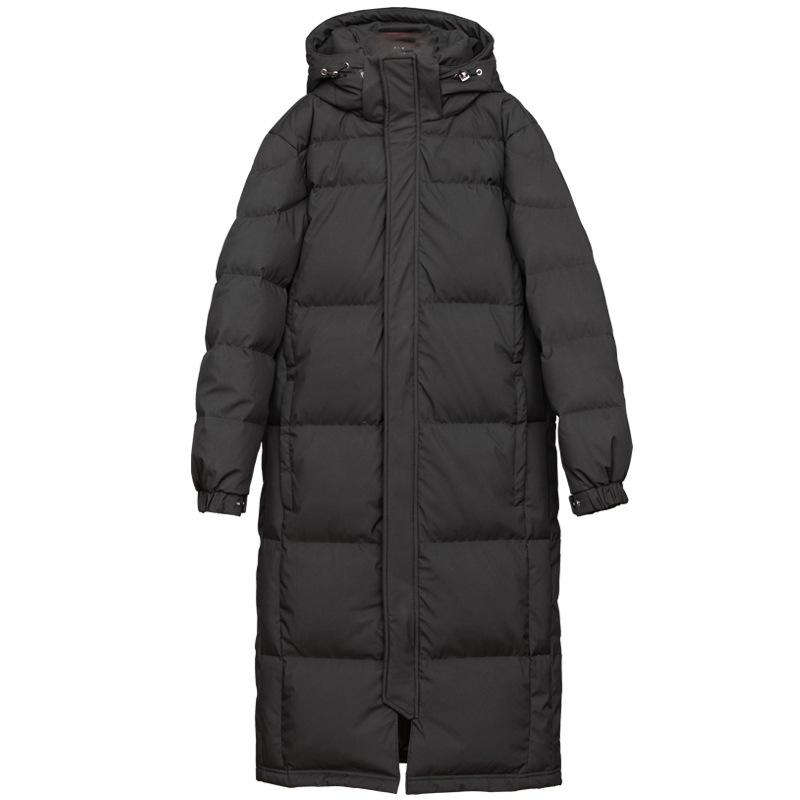 Winter new super long thickened black over-knee down jacket for women, couples, Chinese drama art test, plus size coat for men