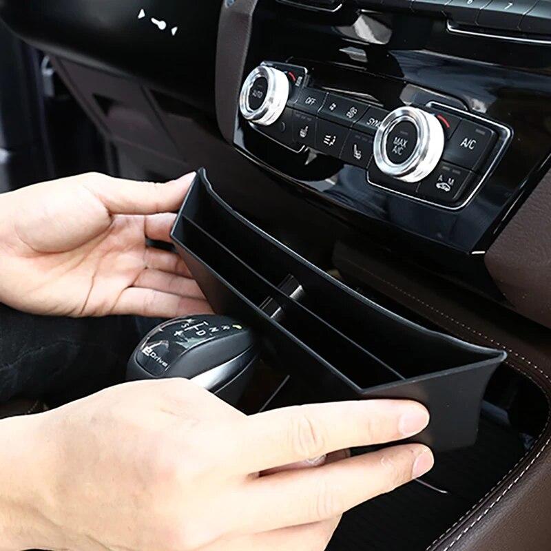 ABS Auto Center Console CD Panel Storage Box Stowing Tidying Sticker Car Interior Accessories Decoration For BMW X1 F48 2016-21