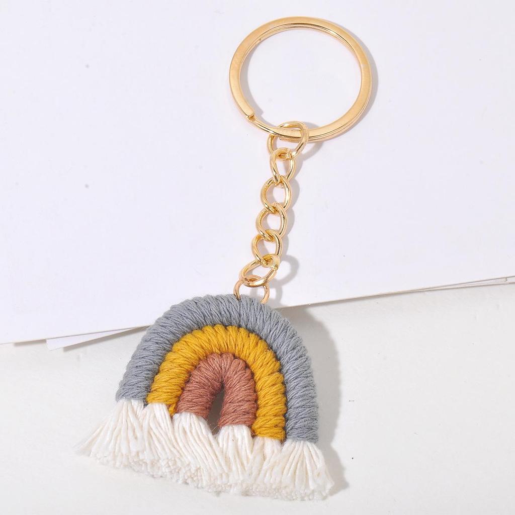 Handmade Cotton Rainbow Tassel Keychain Charm