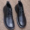 Leather shoes men's autumn lace up men's boots thick soled soft leather casual mid top winter suede boots
