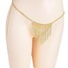 Sexy Beach Tassel Thong Lingerie Bikini Panty Briefs Women Crystal Rhinestone Body Chain Waist Belly Jewelry Party