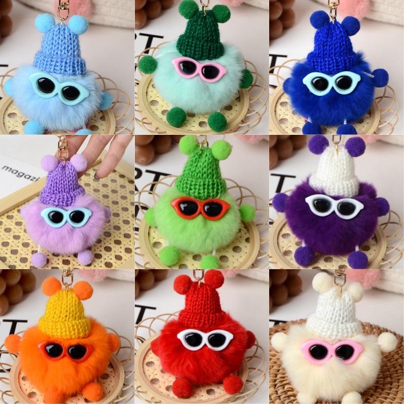 Cute Fluffy Elf Car Keychain With Real Rabbit Fur Ball