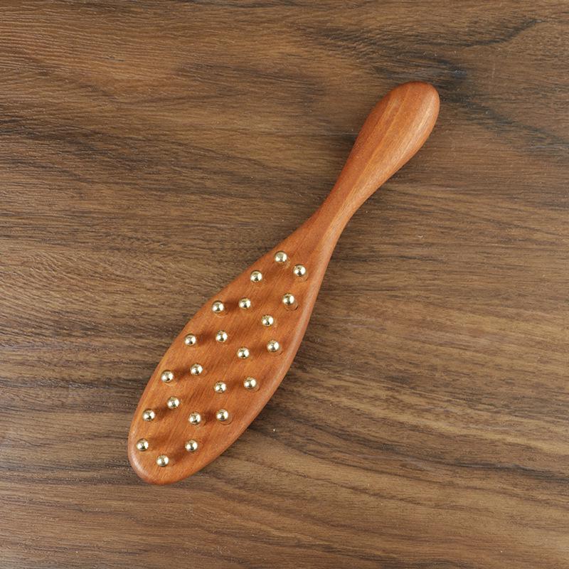 Meridian Gua Sha och Massageborste i Mässing för Kropp & Hårbotten