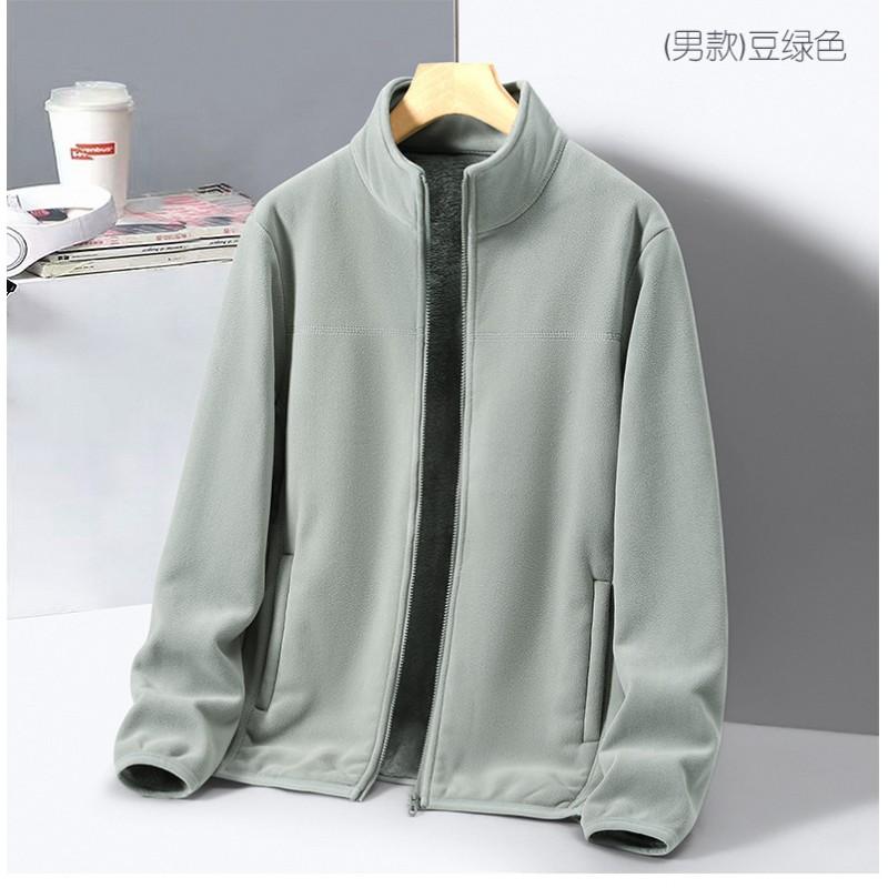 Mens Womens Fleece Jacket With Stand Collar Warm Thick Outdoor Pullover Hiking Camping Fall Winter