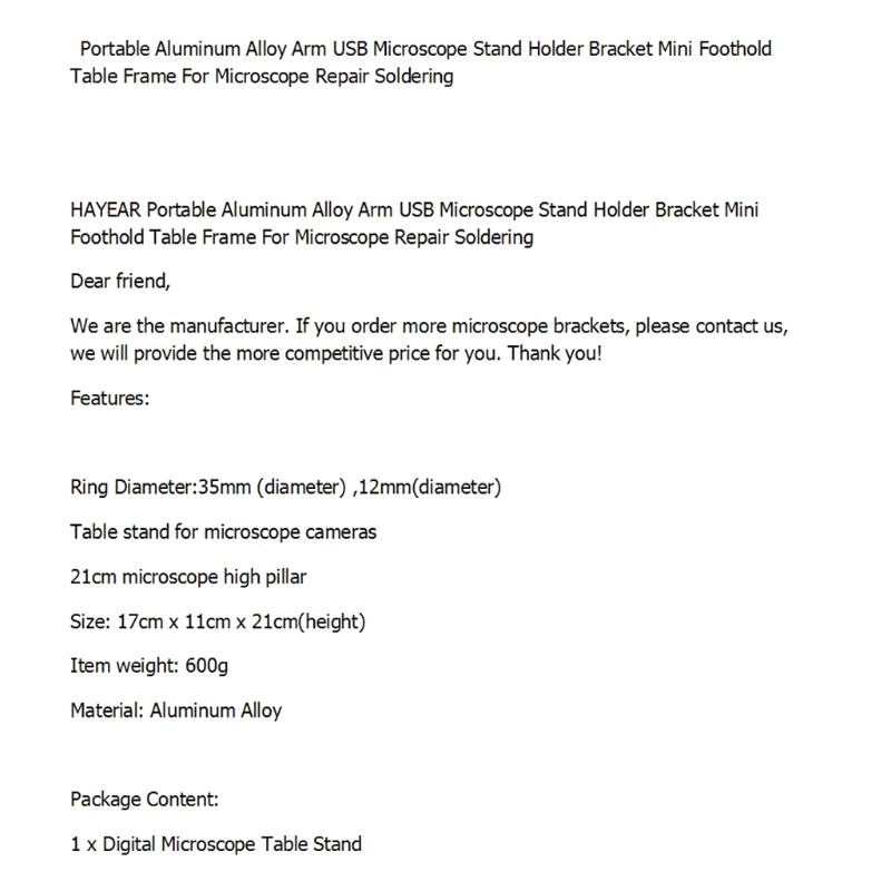 Adjustable Professional Base Stand Holder Desktop Support Bracket Aluminium Alloy Universal USB Digital Microscope Use