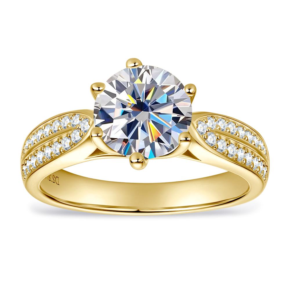 

Sweetrain All Moissanite Ring Women Wedding Lab Diamond Band S925 Sterling Silver Engagement Finger Rings Certified 10&3CT- 9mm