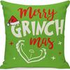New Funny Designs and Popular Christmas Green Haired Weird Grinch Linen Pillowcase Living Room Bedroom Backrest Cover