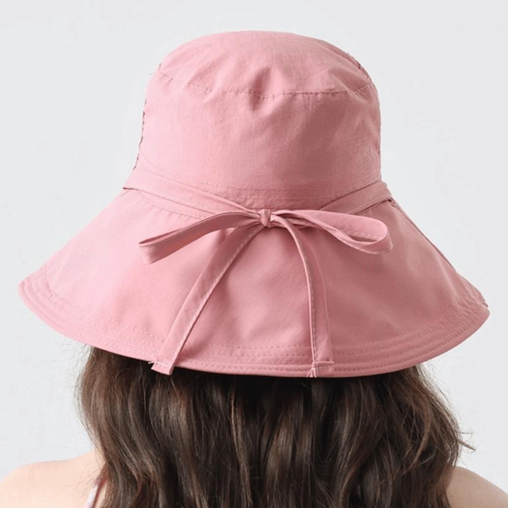 Solid Color Women Fisherman Hat Ribbon Sunshade Hat Casual Sunscreen Visor Cap  Ladies