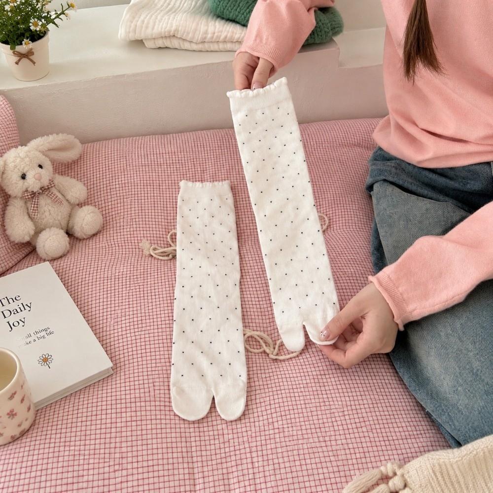 Polka Dots Two-toed Socks White Flip Flop Socks New Split Toe Tabi Socks Girls