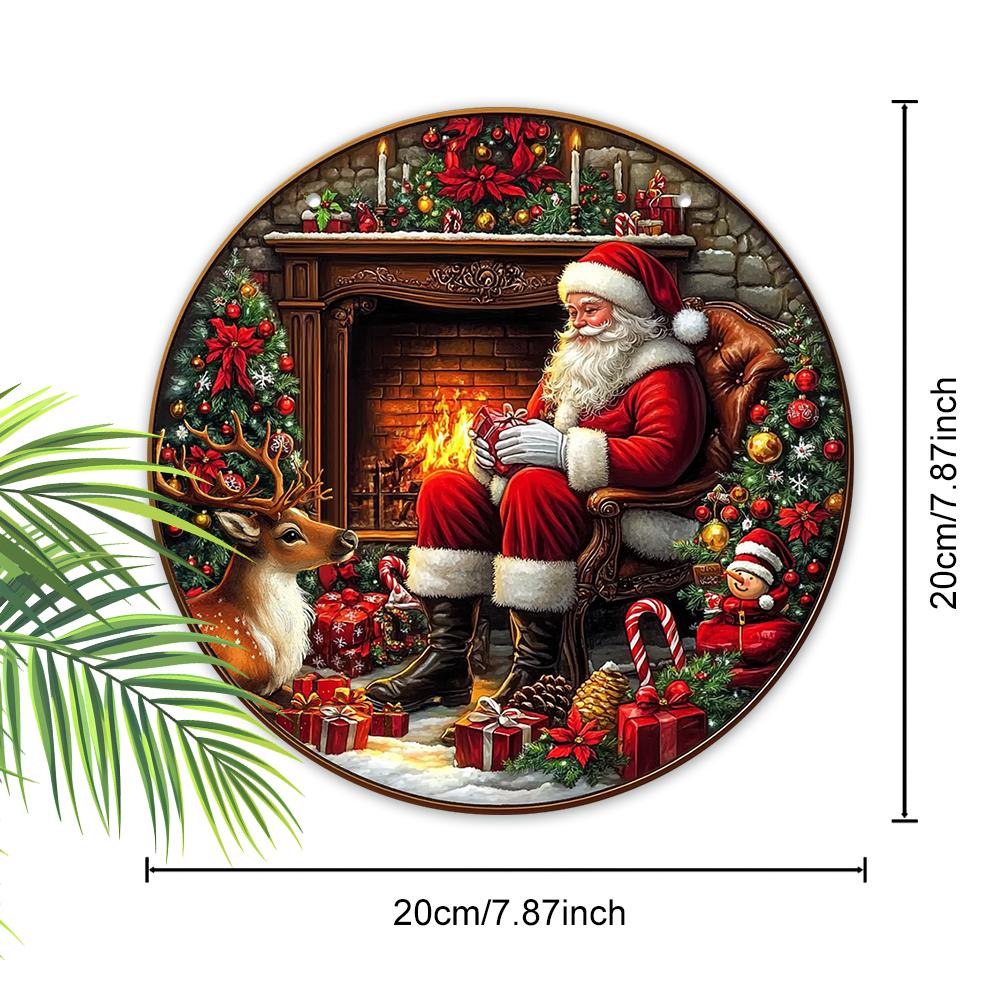 Christmas Decoration Sign,indoor Hanging decorations,2D Flat Wooden Products with Santa Claus pattern,Christmas Gifts for Friends and Family