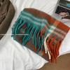 Luxuriöser Farbverlauf Mohair Patchwork Schal: Dicker, warmer Winter-Nackenschal für Damen, Schal im koreanischen Stil aus Imitat-Kaschmir.