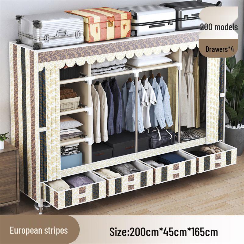 Wardrobe with Dustproof Drawers - Ideal for Rental Rooms