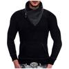European And American Men's Knitting Pullover Hooded Top Slim Button Sweater