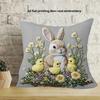 1pc Easter Bunny and Chick Pillowcase, Super Cute 2D Print