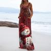 Women's Christmas Print Solid Wide Leg Strapless Tank Pocket Casual Onesie