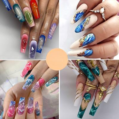 24Pcs French Press On Nails Short Square Red Brown Acrylic Fake Nails Gold Sequins Design False Nails Glossy Artificial Nails for Women and Girls