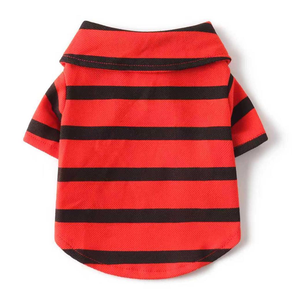 Striped Polo Collar Shirt for Cats and Dogs (Spring/Fall) - Fits Breeds like Teddy, Bichon, Pomeranian