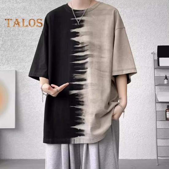 Men's Tie-Dye Tee Shirt Round Neck Casual T-Shirt Loose Fit Short-sleeve Summer Top for Everyday Outings Street